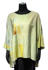 3 Potato 00252-22SYLO One Size 3/4 Sleeve Hand Painted Butterfly Blouse