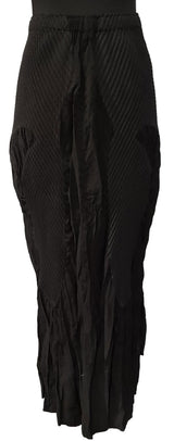 Vanité Couture 18756BK Black Crinkle and Waffle Quilt Asymmetric Patchwork One Size Skirt