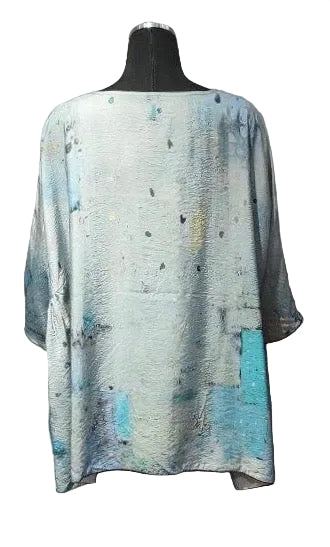 3 Potato 00252-22SBL One Size 3/4 Sleeve Hand Painted Butterfly Top