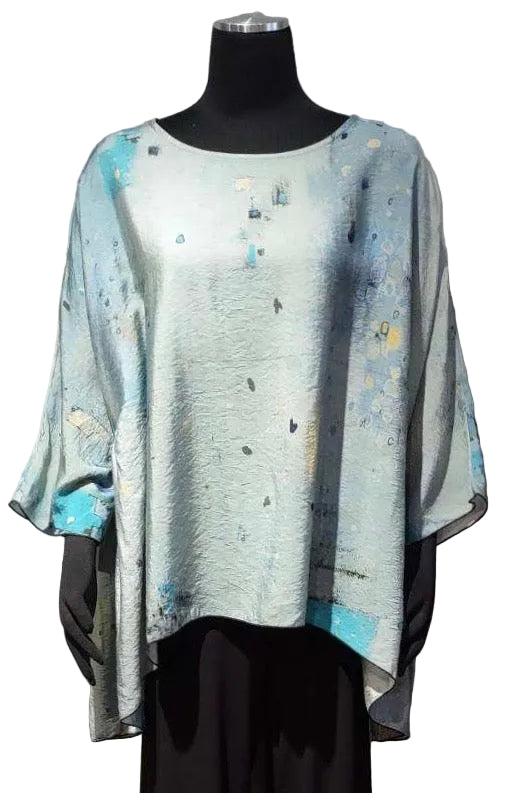 3 Potato 00252-22SBL One Size 3/4 Sleeve Hand Painted Butterfly Top