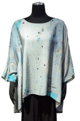 3 Potato 00252-22SBL One Size 3/4 Sleeve Hand Painted Butterfly Top