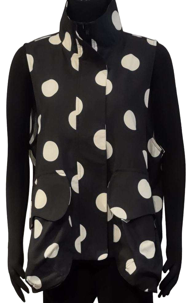 Vanité Couture 80036BK Black With White Polka Dots One Size Vest