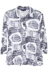 Carine BC26855 CHROME EFFECT Burnout Crinkle Sabrina Shirt