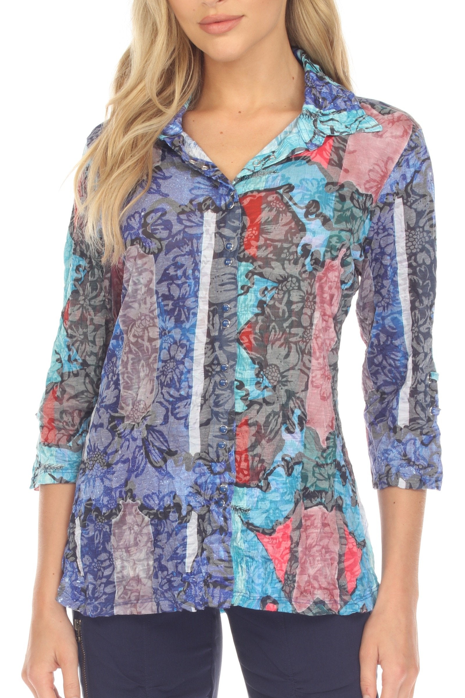 Carine BC24704 INDIGO CASCADE Sabrina Shirt