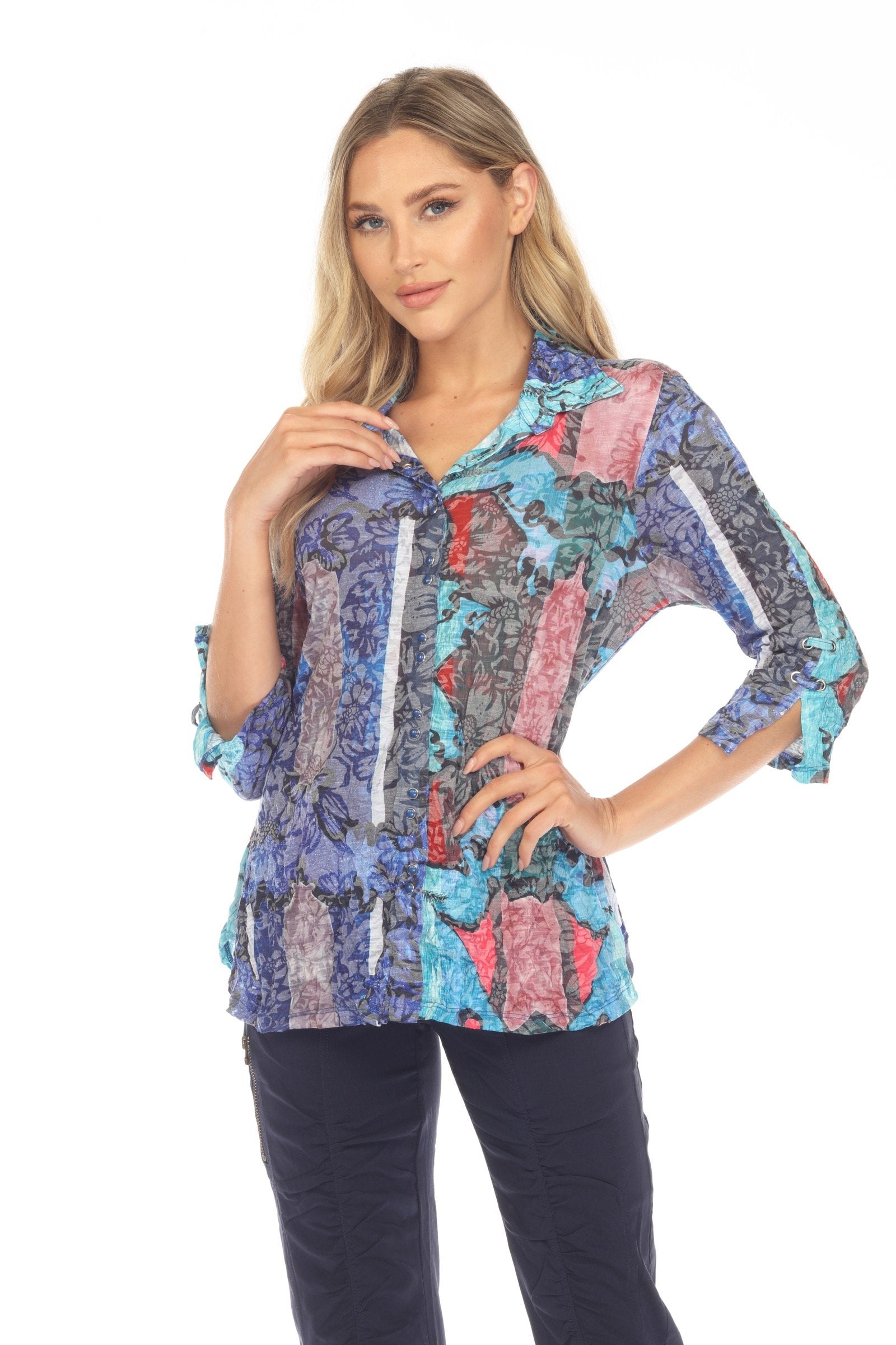 Carine BC24704 INDIGO CASCADE Sabrina Shirt