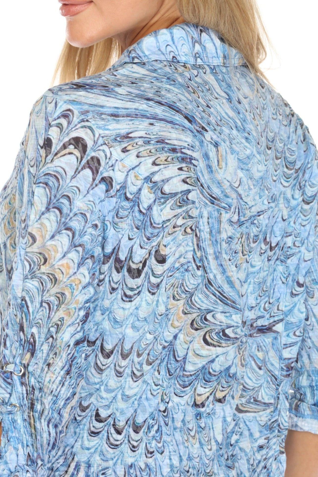 Carine BC16651 TIDAL DRIFT Burnout Crinkle Sabrina Shirt