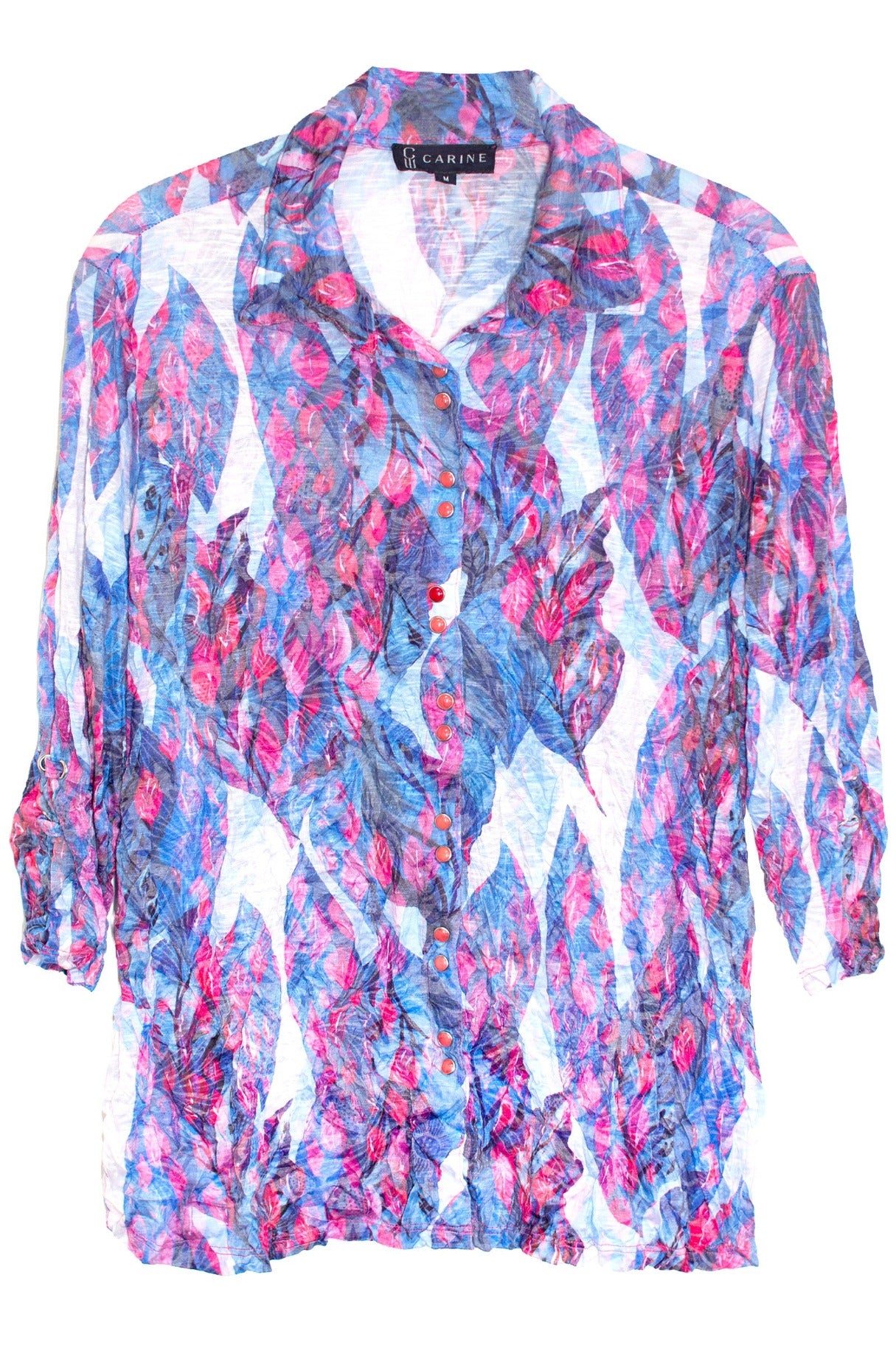 Carine BC16097 PETAL ESSENCE Burnout Crinkle Sabrina Shirt