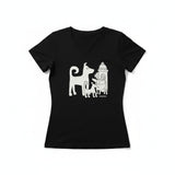 Marüshka RVNWBDS DOG SQUAD White On Black Relaxed V Neck Short Sleeve T-Shirt
