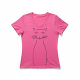 Marüshka RVNBMW WHISKERS Black On Magenta Relaxed V Neck Short Sleeve T-Shirt