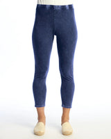 Jess & Jane M37DN Denim Mineral Washed Cotton Spandex Crop Leggings