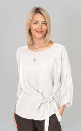 Look Mode USA 9099WT WHITE One Size Linen Wrap Tie Top