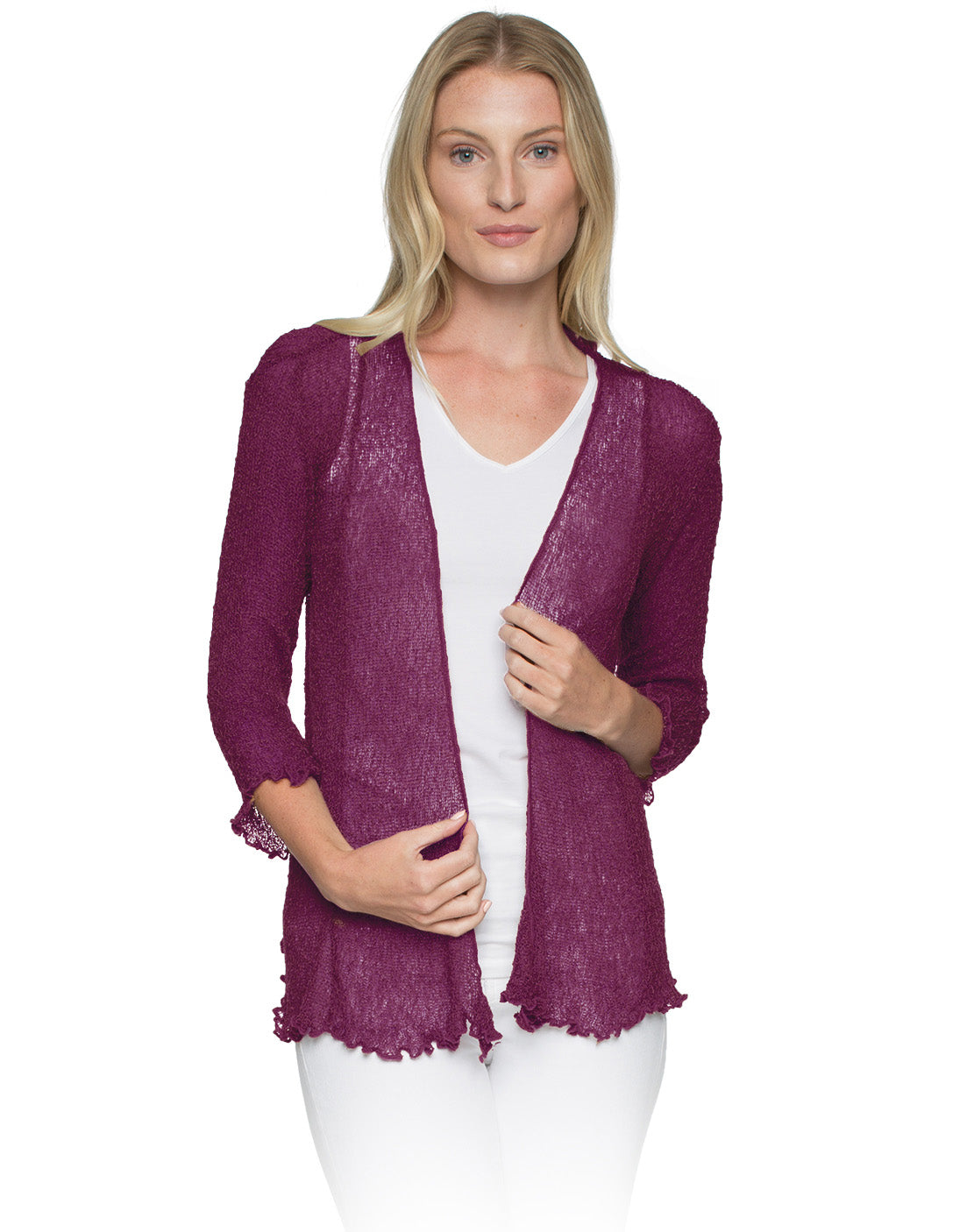 Lost River 869-104 FUCHSIA Tissue Knit One Size Maui Jacket