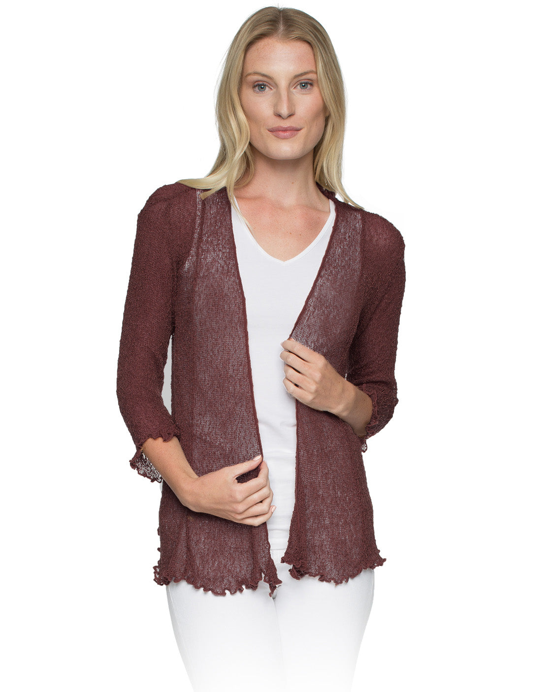 Lost River 869-26 RAISIN Tissue Knit One Size Maui Jacket