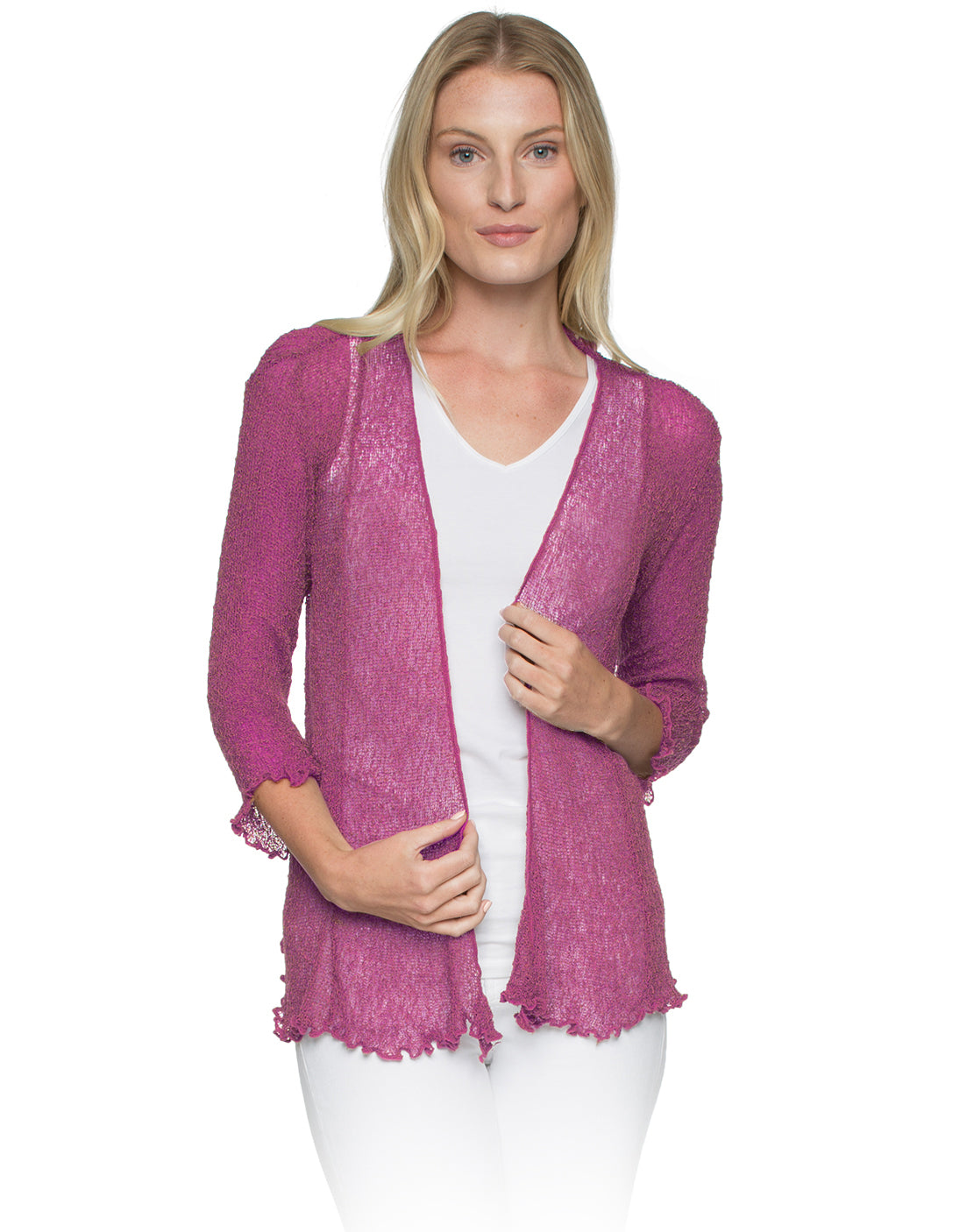 Lost River 869-27 RASPBERRY Tissue Knit One Size Maui Jacket