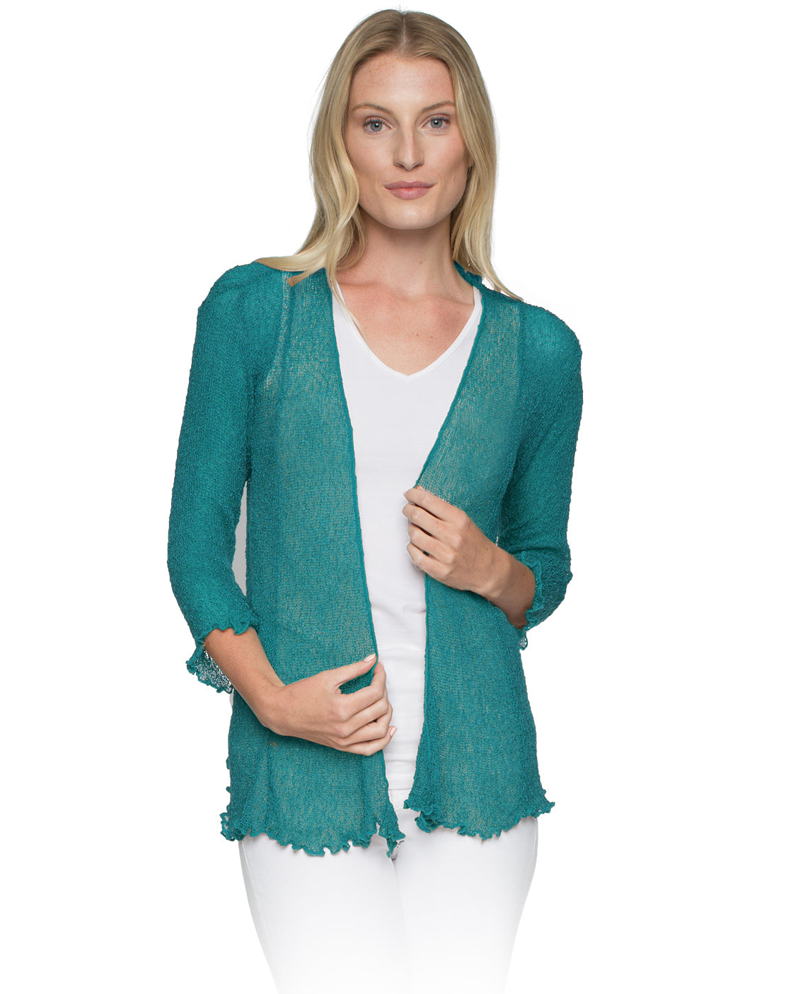 Lost River 869-40 TEAL Tissue Knit One Size Maui Jacket