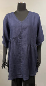 Cut Loose 4206877NS Night Sky One Size 100% Linen Shirred Blouse