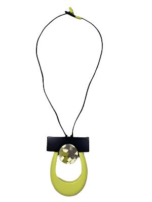 Alisha D NSC238 Lime and Black Short Choker Statement Necklace With Adjustable Cord