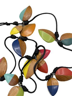 Alisha D NSC245 Multicolor Resin Leaf Long Statement Necklace with Adjustable Cord