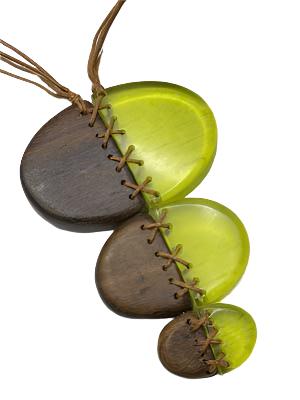 Alisha D NSC255 Lime and Brown Medium Length Statement Necklace on Adjustable Cord