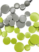 Alisha D NSC281 Lime and Grey Disc Long Statement Necklace with Adjustable Closure