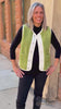 Trisha Tyler 11610LM Lime Snap Front Sherpa Fleece Vest With Pockets and Ivory Corduroy Trim