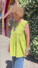 Umgee B8749AV Avocado Sleeveless Patched And Frayed Tunic