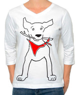 Marüshka FETMW FETCH Multi On White Relaxed V-Neck 3/4 Sleeve T-Shirt