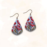 DC Designs SH04JE Red Flower Giclée Printed Earrings With Copper Ear Wires