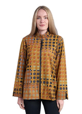 Shana 25838CR CIRCLES Printed Suede Zipper Front Jacket