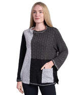 Shana 25865GY GREY Patch Knit Top