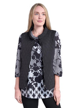 Shana 25758BK Solid Black Quilted Zip Front Vest