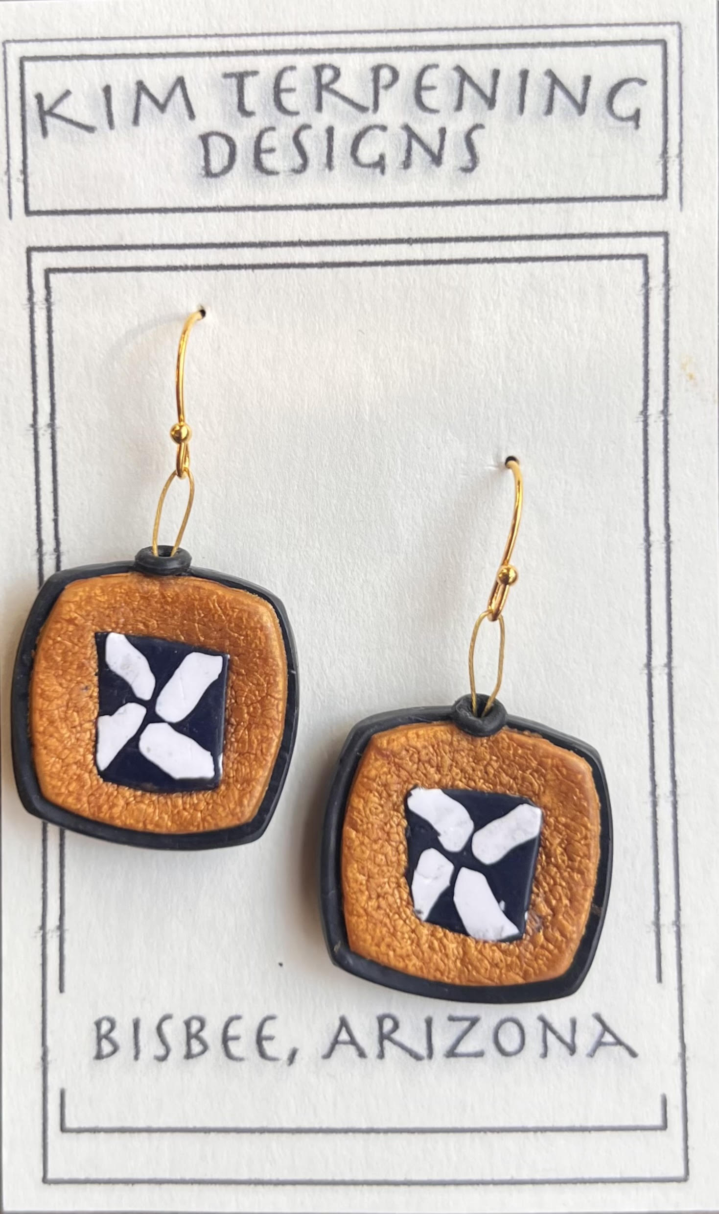 Kim Terpening KTE1.5-3  1.5" Mixed Media Polymer Clay Earrings