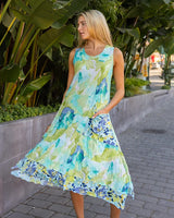 Vine Street Aqua Sleeveless Crinkle Dress