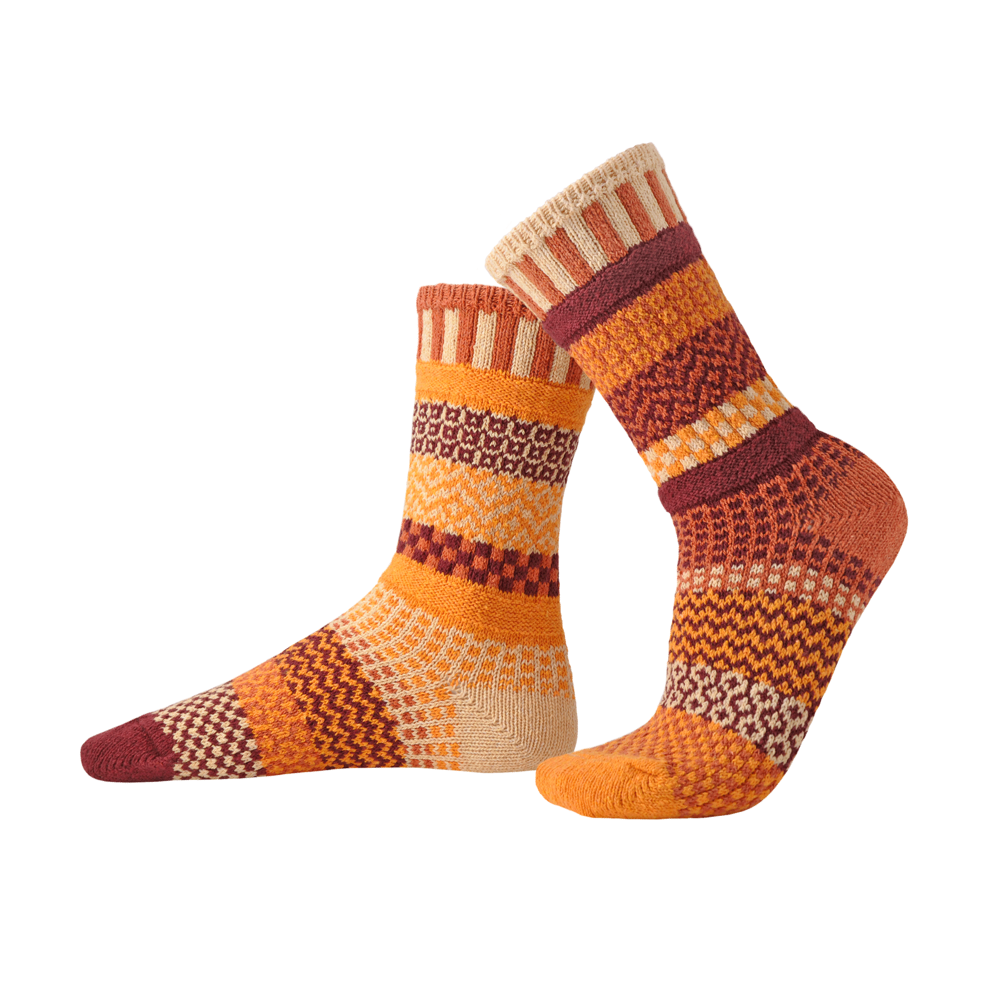 Solmate Socks PUMPKIN PIE Upcycled Cotton Poly Blend Crew Socks