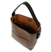 Joy Susan L8008-119 COCOA Hobo Handbag With Black Handle