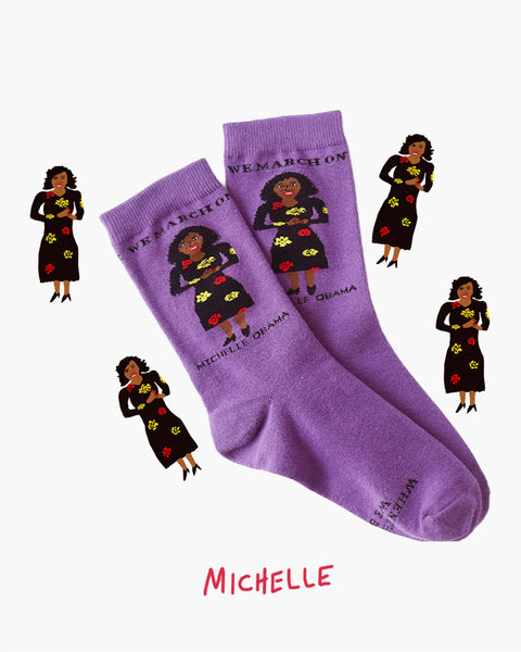 Maggie Stern 41 MICHELLE OBAMA Crew Socks Medium