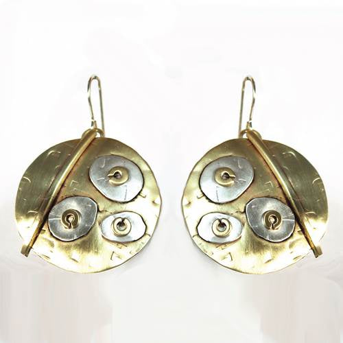 Whitney Designs E3744 Lily Pad Sterling & Brass Earrings
