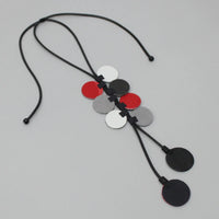 Sylca LS22N51RB Red & Black Leather Arabella Pendant Necklace