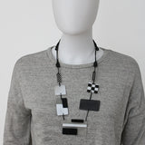 Sylca LS22N46WT Black and White Monochromatic Audry Necklace