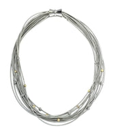Sea Lily 515 Silver Multi-Strand Piano Wire Necklace with Silver and Gold Beads