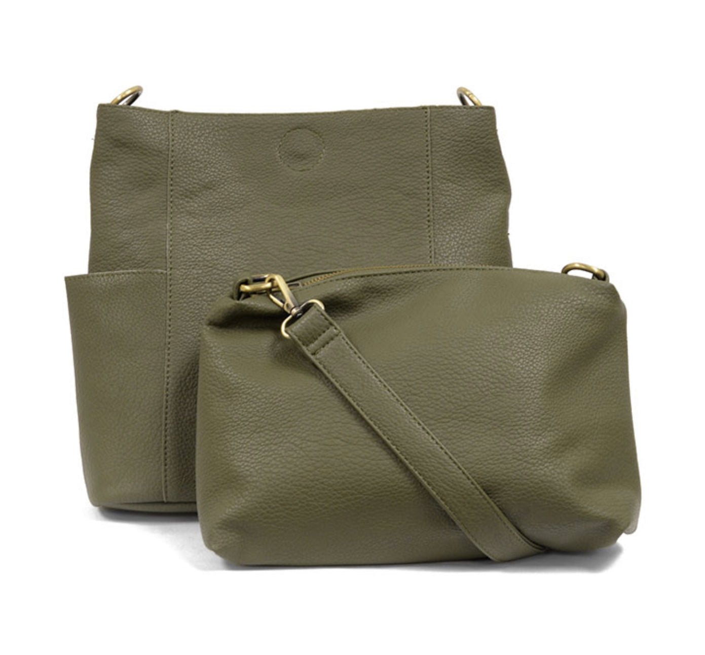 Joy Susan L8089-03 Olive Kayleigh Side Pocket Bucket Bag