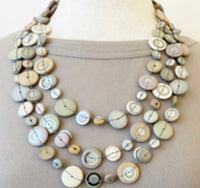 Caracol 1001BLH Grey, Beige & Blush Endless Necklace With Multicolor Flat Discs