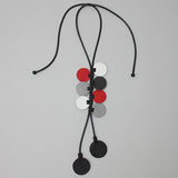 Sylca LS22N51RB Red & Black Leather Arabella Pendant Necklace