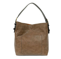 Joy Susan L8008-119 COCOA Hobo Handbag With Black Handle
