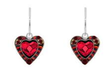 Firefly 7557R Ruby Rose Heart Earrings