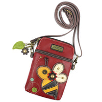 Chala 827BE9 BEE Burgundy Crossbody Cell Phone Purse