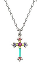 Firefly 8496MC Dainty Color Cross Necklace Multicolor
