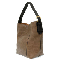 Joy Susan L8008-119 COCOA Hobo Handbag With Black Handle