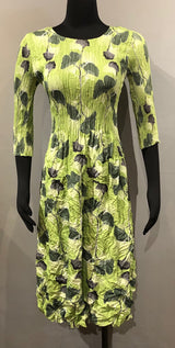 Alquema ADC544LG Lime Ginkgo 3/4 Sleeve Smash Pocket Dress