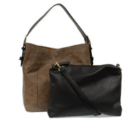 Joy Susan L8008-119 COCOA Hobo Handbag With Black Handle